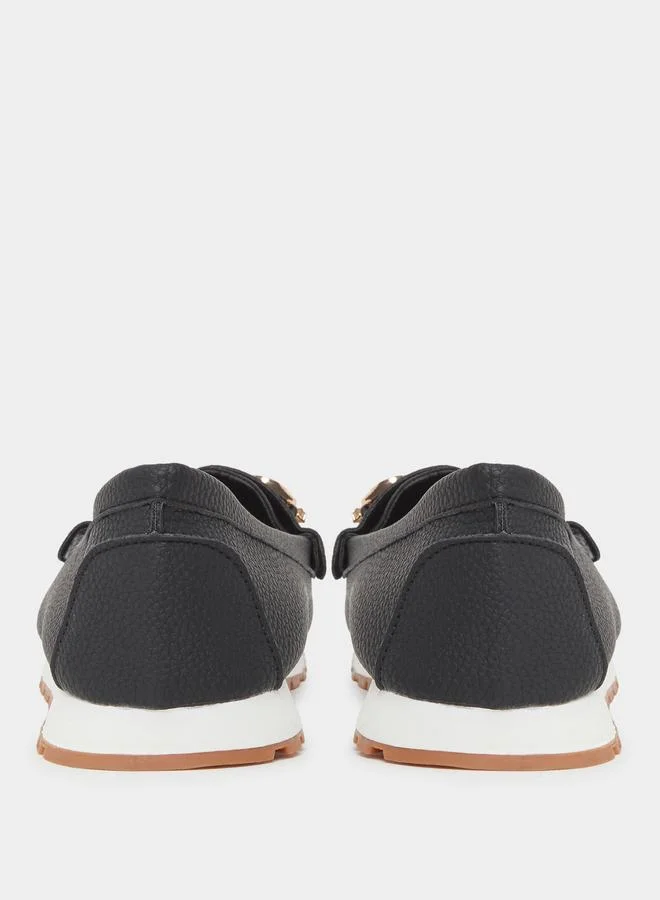 Take Two Women Black Chain Detail Loafers